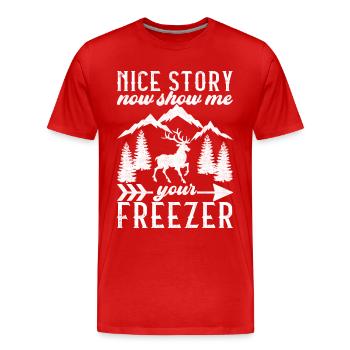 Chasse Chasseur Chasse au cerf - T-shirt bio Premium Homme - rouge - Devant - Damien (186cm)