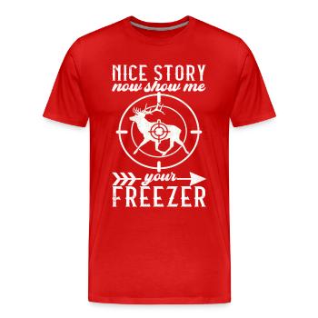 Hunting Hunter Hunting Deer - Men's Premium Organic T-Shirt - red - Front - Damien (186cm)