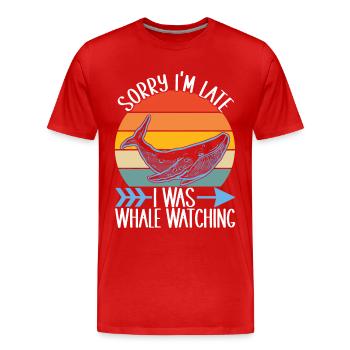 Whale Watchers - Men's Premium Organic T-Shirt - red - Front - Damien (186cm)