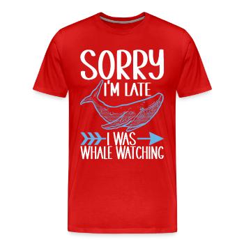 Whale Watchers - Men's Premium Organic T-Shirt - red - Front - Damien (186cm)