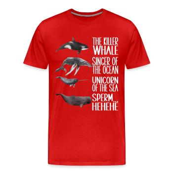 Whale Watchers - Men's Premium Organic T-Shirt - red - Front - Damien (186cm)