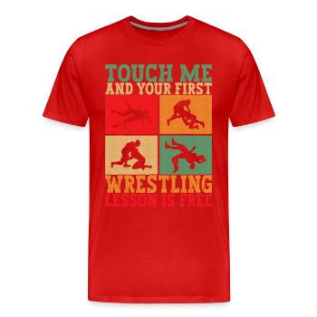 Wrestling Ringen Ringer - Männer Premium Bio T-Shirt - Rot - Vorne - Damien (186cm)