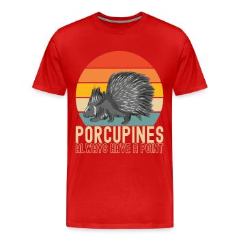 Porc-épic mignon - T-shirt bio Premium Homme - rouge - Devant - Damien (186cm)
