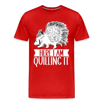 Porc-épic mignon - T-shirt bio Premium Homme - rouge - Devant - Damien (186cm)