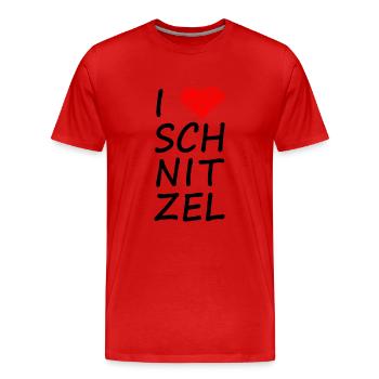 I LOVE SCHNITZEL - Männer Premium Bio T-Shirt - Rot - Vorne - Damien (186cm)