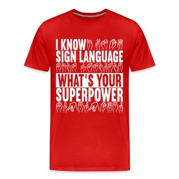 Deaf Deaf and Dumb Deaf - Men's Premium Organic T-Shirt - red - Front - Damien (186cm)