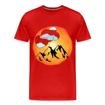 Soleil Amoureux de la nature Alpiniste Herz Alm - T-shirt bio Premium Homme - rouge - Devant - Damien (186cm)