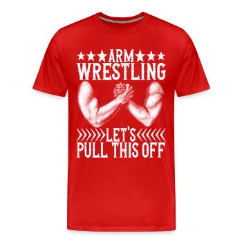 Arm wrestling arm wrestling - Men's Premium Organic T-Shirt - red - Front - Damien (186cm)