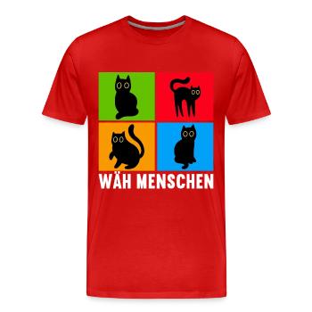 Katzen Misanthrop Sarkasmus - Männer Premium Bio T-Shirt - Rot - Vorne - Damien (186cm)