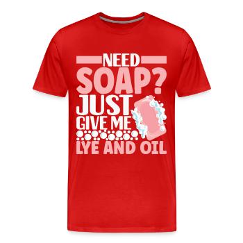 Savonnier fabrication de savon - T-shirt bio Premium Homme - rouge - Devant - Damien (186cm)