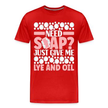 Savonnier fabrication de savon - T-shirt bio Premium Homme - rouge - Devant - Damien (186cm)