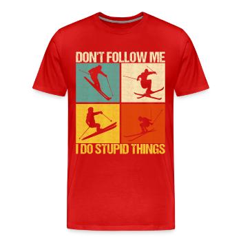 Skieurs - T-shirt bio Premium Homme - rouge - Devant - Damien (186cm)