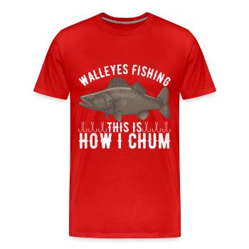 Pêcheurs à la ligne de pêche au doré jaune - T-shirt bio Premium Homme - rouge - Devant - Damien (186cm)