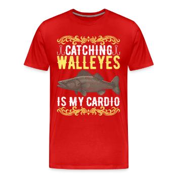 Walleye Fishing Anglers - Men's Premium Organic T-Shirt - red - Front - Damien (186cm)
