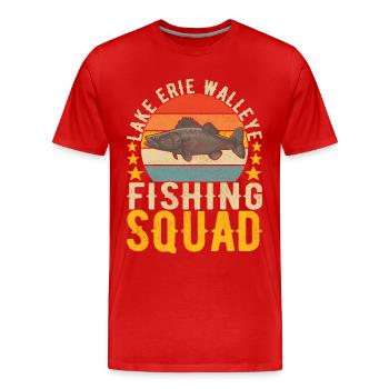 Pêcheurs à la ligne de pêche au doré jaune - T-shirt bio Premium Homme - rouge - Devant - Damien (186cm)