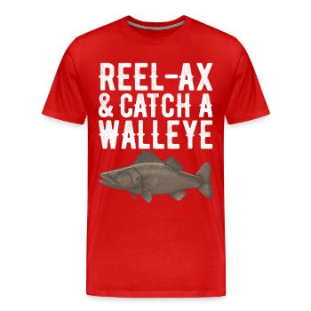 Pêcheurs à la ligne de pêche au doré jaune - T-shirt bio Premium Homme - rouge - Devant - Damien (186cm)