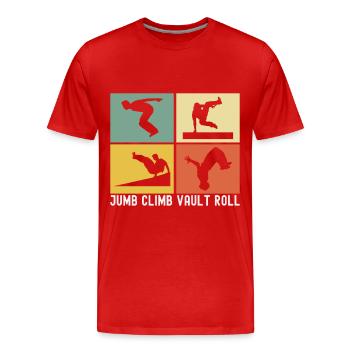 Parkour Freerunning - Men's Premium Organic T-Shirt - red - Front - Damien (186cm)