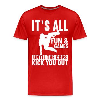 Parkour Freerunning - Men's Premium Organic T-Shirt - red - Front - Damien (186cm)