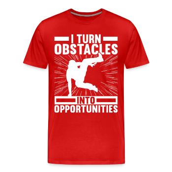 Parkour Freerunning - Men's Premium Organic T-Shirt - red - Front - Damien (186cm)