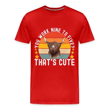 Vache des Highlands Hochlandkuh - T-shirt bio Premium Homme - rouge - Devant - Damien (186cm)