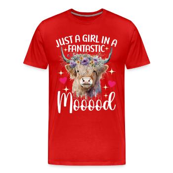 Vache des Highlands Hochlandkuh - T-shirt bio Premium Homme - rouge - Devant - Damien (186cm)