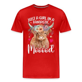 Highland Cow Hochlandkuh - Männer Premium Bio T-Shirt - Rot - Vorne - Damien (186cm)