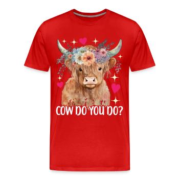 Vache des Highlands Hochlandkuh - T-shirt bio Premium Homme - rouge - Devant - Damien (186cm)