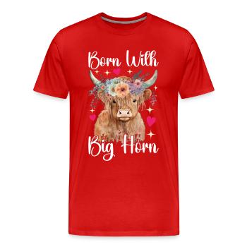 Vache des Highlands Hochlandkuh - T-shirt bio Premium Homme - rouge - Devant - Damien (186cm)