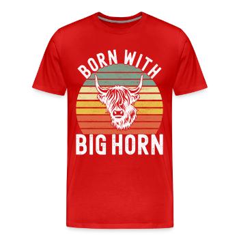 Highland Cow Hochlandkuh - Männer Premium Bio T-Shirt - Rot - Vorne - Damien (186cm)
