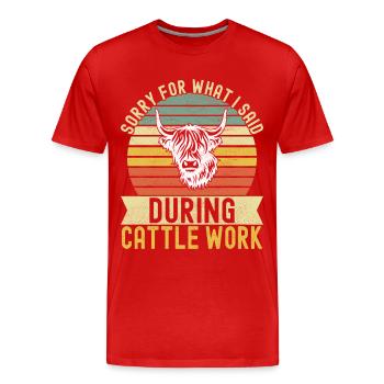 Highland Cow Hochlandkuh - Männer Premium Bio T-Shirt - Rot - Vorne - Damien (186cm)