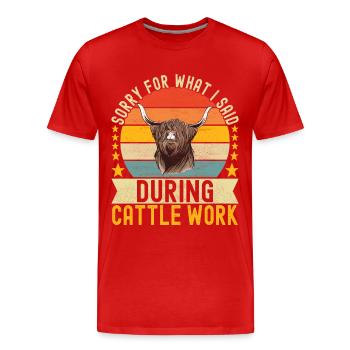Vache des Highlands Hochlandkuh - T-shirt bio Premium Homme - rouge - Devant - Damien (186cm)