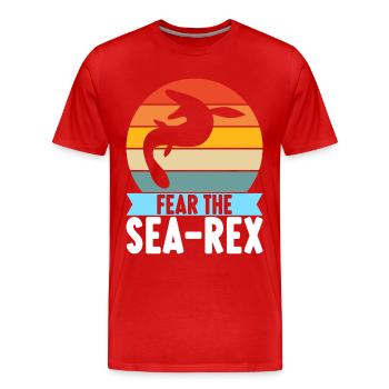 Mosasaurus Dinosaur - Men's Premium Organic T-Shirt - red - Front - Damien (186cm)