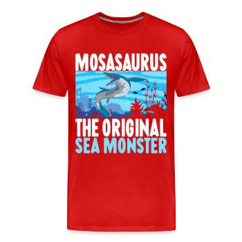 Mosasaurus Dinosaurier - Männer Premium Bio T-Shirt - Rot - Vorne - Damien (186cm)