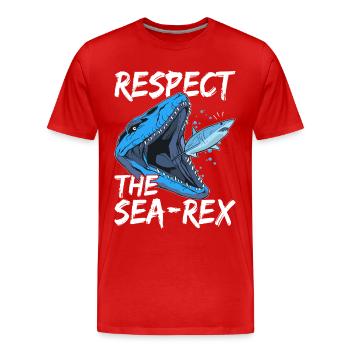 Mosasaurus Dinosaur - Men's Premium Organic T-Shirt - red - Front - Damien (186cm)