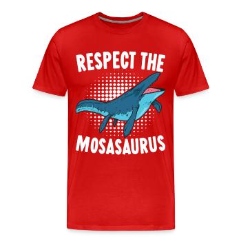 Mosasaurus Dinosaur - Men's Premium Organic T-Shirt - red - Front - Damien (186cm)