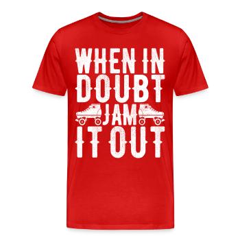 Roller derby - T-shirt bio Premium Homme - rouge - Devant - Damien (186cm)