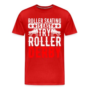 Roller derby - T-shirt bio Premium Homme - rouge - Devant - Damien (186cm)