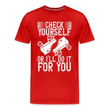Roller derby - Men's Premium Organic T-Shirt - red - Front - Damien (186cm)