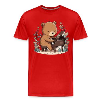 Ours mélodique - T-shirt bio Premium Homme - rouge - Devant - Damien (186cm)