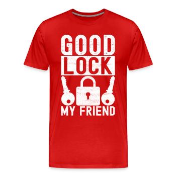 Schlüsseldienst Locksmith Dietrich - Männer Premium Bio T-Shirt - Rot - Vorne - Damien (186cm)