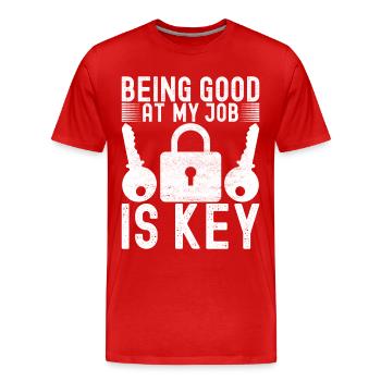 Schlüsseldienst Locksmith Dietrich - Männer Premium Bio T-Shirt - Rot - Vorne - Damien (186cm)