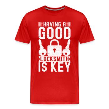 Schlüsseldienst Locksmith Dietrich - Männer Premium Bio T-Shirt - Rot - Vorne - Damien (186cm)