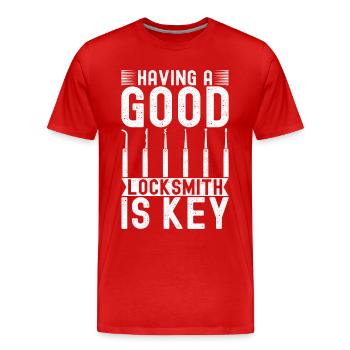 Schlüsseldienst Locksmith Dietrich - Männer Premium Bio T-Shirt - Rot - Vorne - Damien (186cm)