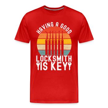 Schlüsseldienst Locksmith Dietrich - Männer Premium Bio T-Shirt - Rot - Vorne - Damien (186cm)