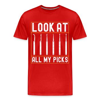 Schlüsseldienst Locksmith Dietrich - Männer Premium Bio T-Shirt - Rot - Vorne - Damien (186cm)