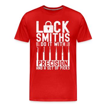 Schlüsseldienst Locksmith Dietrich - Men's Premium Organic T-Shirt - red - Front - Damien (186cm)