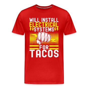Electrician Electronics Technician - Men's Premium Organic T-Shirt - red - Front - Damien (186cm)
