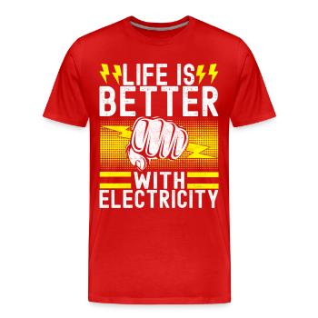 Électricien Technicien en électronique - T-shirt bio Premium Homme - rouge - Devant - Damien (186cm)