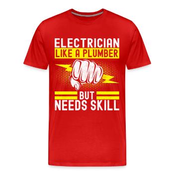 Électricien Technicien en électronique - T-shirt bio Premium Homme - rouge - Devant - Damien (186cm)