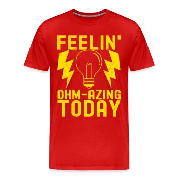 Électricien Technicien en électronique - T-shirt bio Premium Homme - rouge - Devant - Damien (186cm)